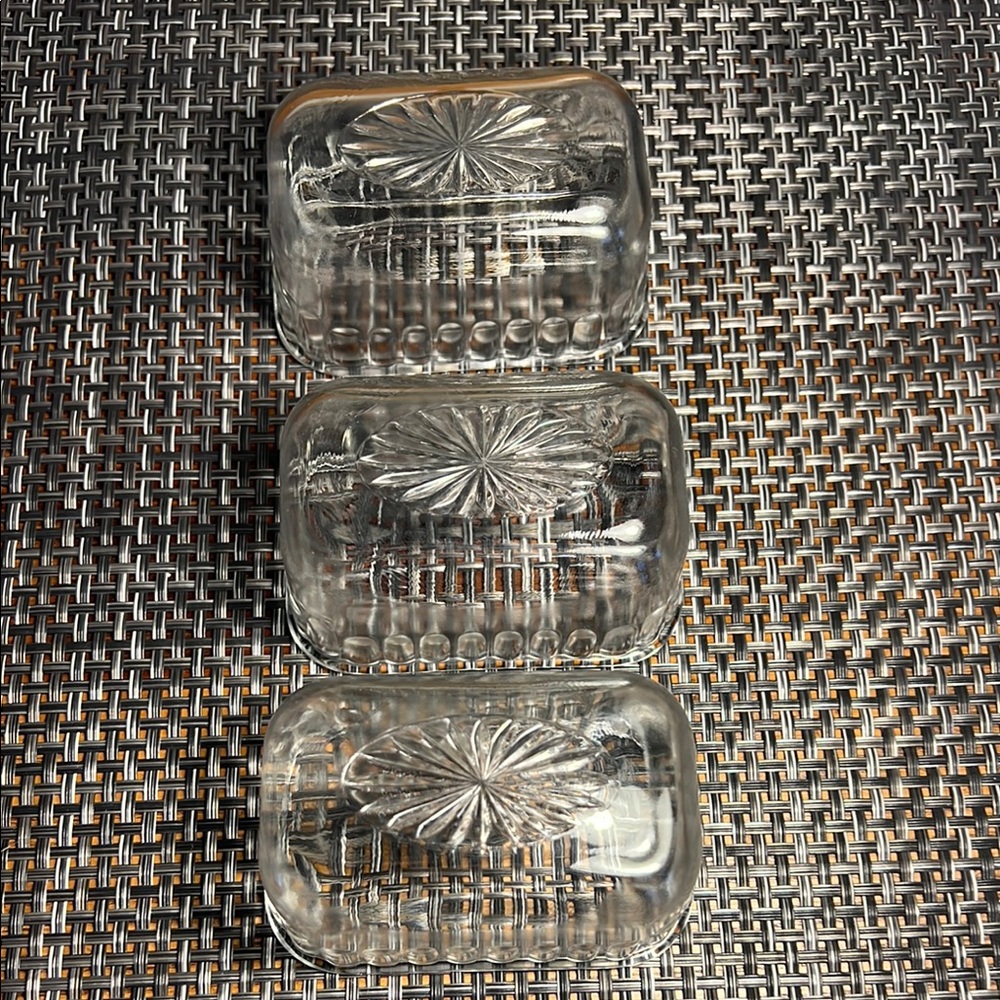 Vintage Clear Glass Butter Ramikin Dish Set of 3